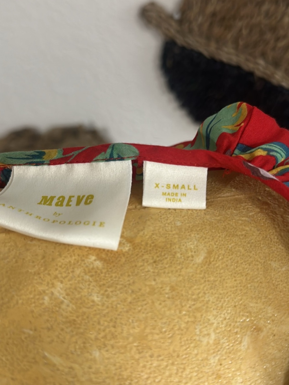 Anthropologie Red Floral Fabric Headband